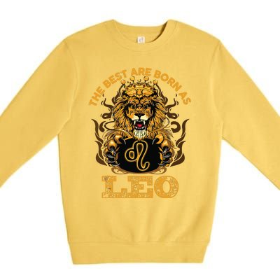 Lion Graphic Art July August Birthday Design Leo Zodiac Sign Premium Crewneck Sweatshirt