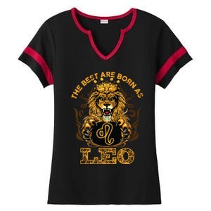 Lion Graphic Art July August Birthday Design Leo Zodiac Sign Ladies Halftime Notch Neck Tee