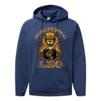 Lion Graphic Art July August Birthday Design Leo Zodiac Sign Performance Fleece Hoodie