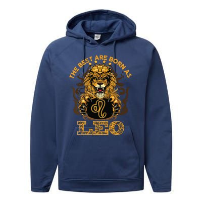 Lion Graphic Art July August Birthday Design Leo Zodiac Sign Performance Fleece Hoodie