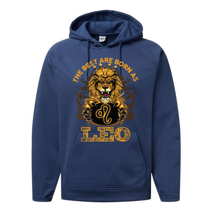 Lion Graphic Art July August Birthday Design Leo Zodiac Sign Performance Fleece Hoodie