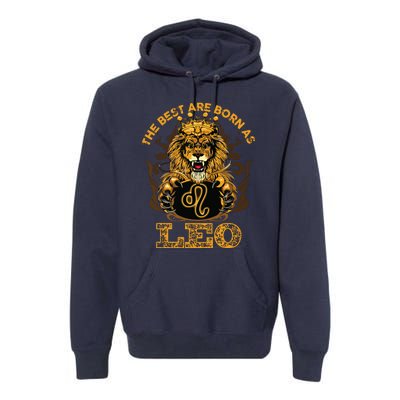 Lion Graphic Art July August Birthday Design Leo Zodiac Sign Premium Hoodie