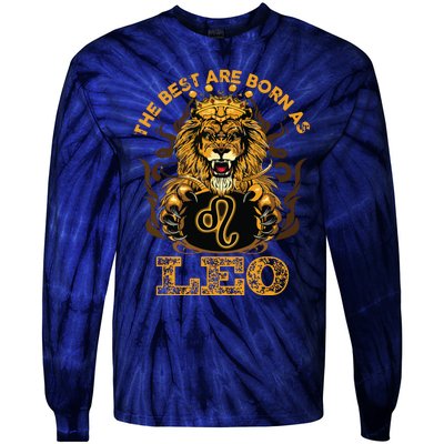 Lion Graphic Art July August Birthday Design Leo Zodiac Sign Tie-Dye Long Sleeve Shirt