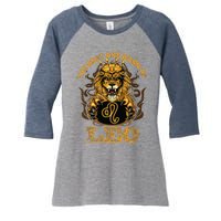 Lion Graphic Art July August Birthday Design Leo Zodiac Sign Women's Tri-Blend 3/4-Sleeve Raglan Shirt