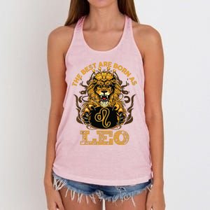 Lion Graphic Art July August Birthday Design Leo Zodiac Sign Women's Knotted Racerback Tank