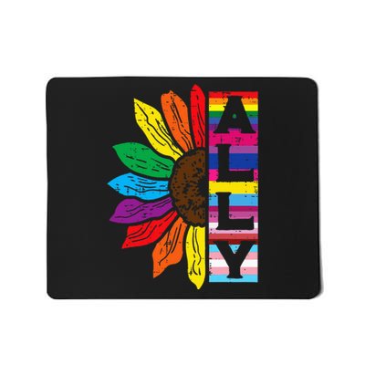 Lgbt Gay Ally Sunflower Rainbow Pride Flag Mousepad