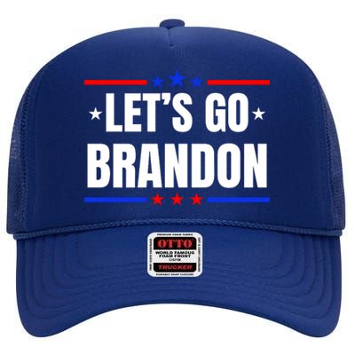 Lets Go Brandon Machado Stars And Strips LGB High Crown Mesh Back Trucker Hat