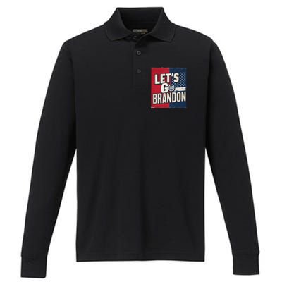 Let’S Go Brandon Conservative Us Flag Performance Long Sleeve Polo