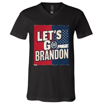 Let’S Go Brandon Conservative Us Flag V-Neck T-Shirt