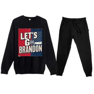 Let’S Go Brandon Conservative Us Flag Premium Crewneck Sweatsuit Set