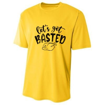 Let's Get Basted Funny Thanksgiving Turkey Youth Performance Sprint T-Shirt