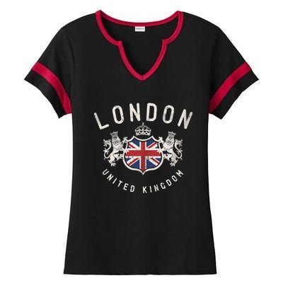 London Great Britain Vintage Crown Gift Ladies Halftime Notch Neck Tee