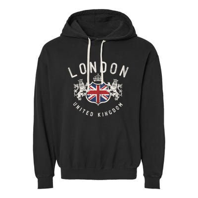 London Great Britain Vintage Crown Gift Garment-Dyed Fleece Hoodie