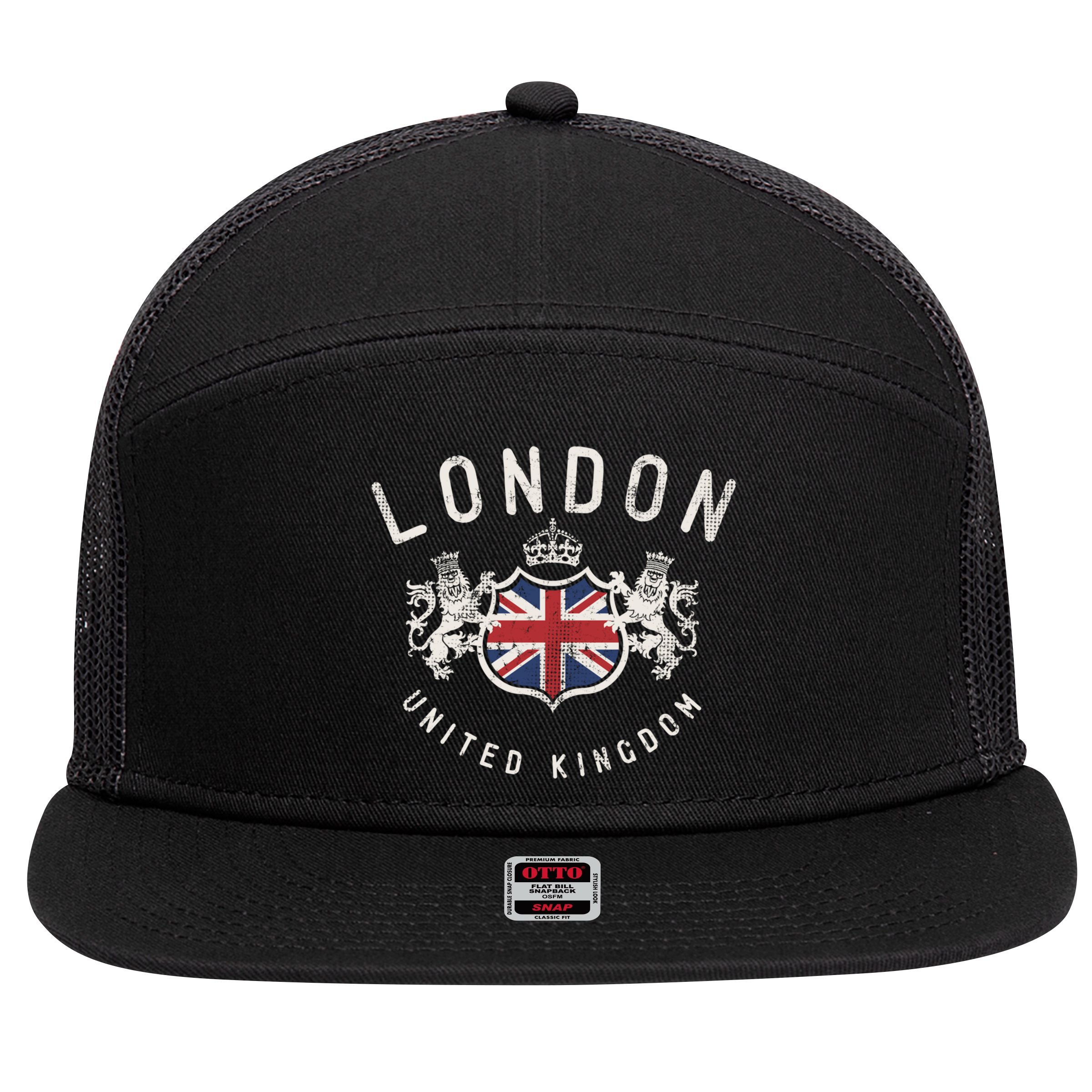 London Great Britain Vintage Crown Gift 7 Panel Mesh Trucker Snapback Hat