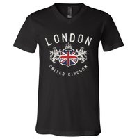 London Great Britain Vintage Crown Gift V-Neck T-Shirt