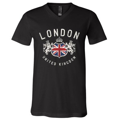 London Great Britain Vintage Crown Gift V-Neck T-Shirt