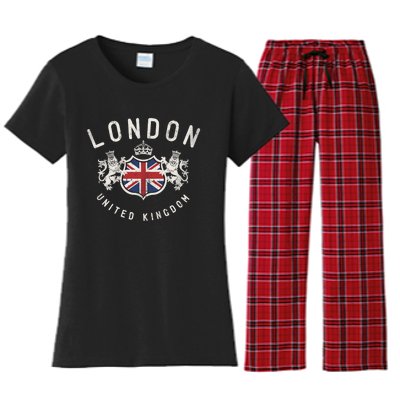 London Great Britain Vintage Crown Gift Women's Flannel Pajama Set