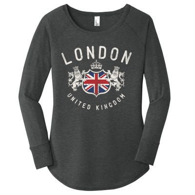 London Great Britain Vintage Crown Gift Women's Perfect Tri Tunic Long Sleeve Shirt