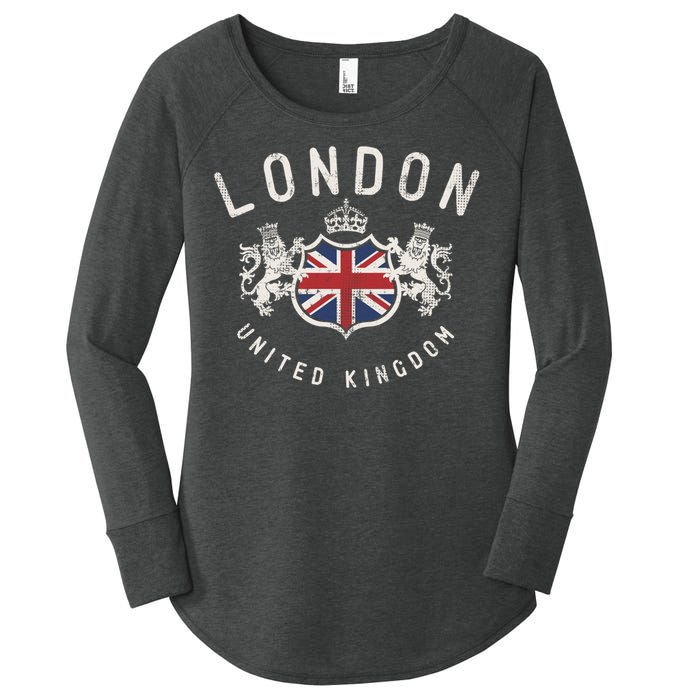 London Great Britain Vintage Crown Gift Women's Perfect Tri Tunic Long Sleeve Shirt