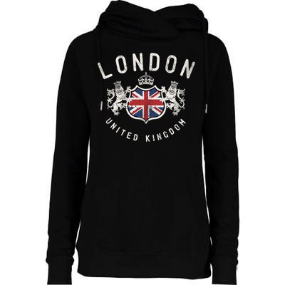 London Great Britain Vintage Crown Gift Womens Funnel Neck Pullover Hood