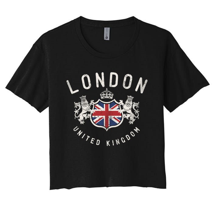 London Great Britain Vintage Crown Gift Women's Crop Top Tee