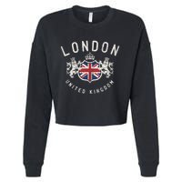 London Great Britain Vintage Crown Gift Cropped Pullover Crew