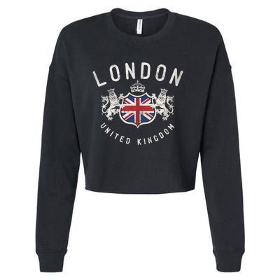 London Great Britain Vintage Crown Gift Cropped Pullover Crew