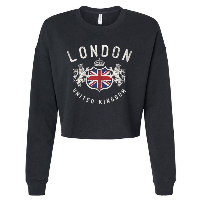 London Great Britain Vintage Crown Gift Cropped Pullover Crew