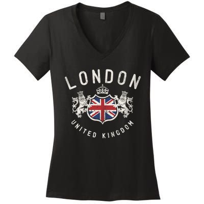 London Great Britain Vintage Crown Gift Women's V-Neck T-Shirt