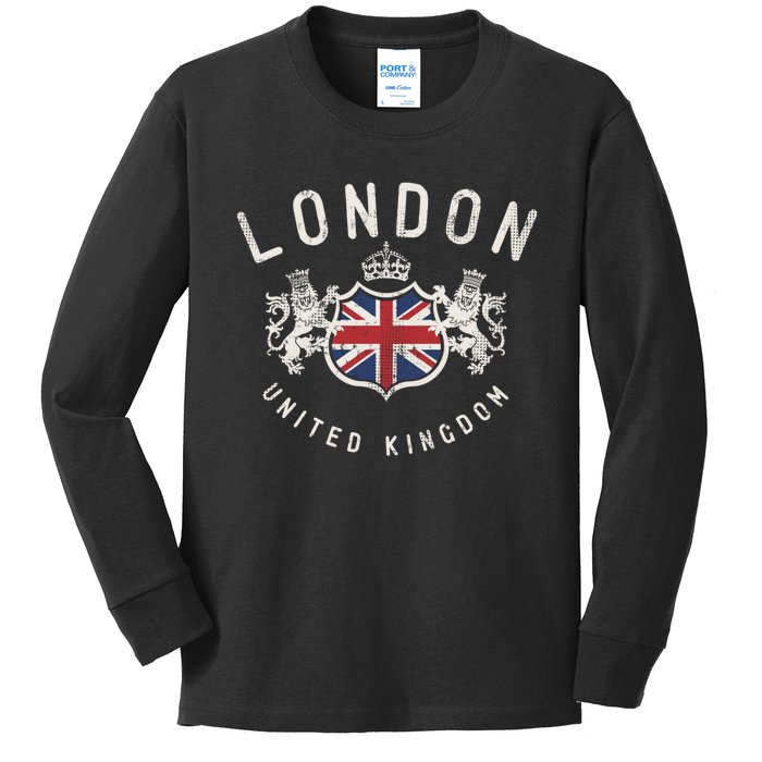 London Great Britain Vintage Crown Gift Kids Long Sleeve Shirt