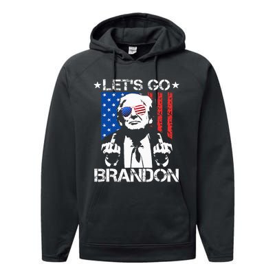 Let's Go Brandon Trump Middle Finger Flag Performance Fleece Hoodie