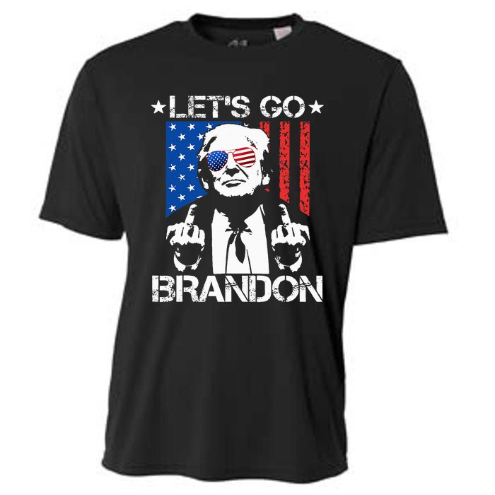 Let's Go Brandon Trump Middle Finger Flag Cooling Performance Crew T-Shirt