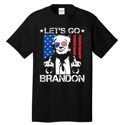 Let's Go Brandon Trump Middle Finger Flag Tall T-Shirt