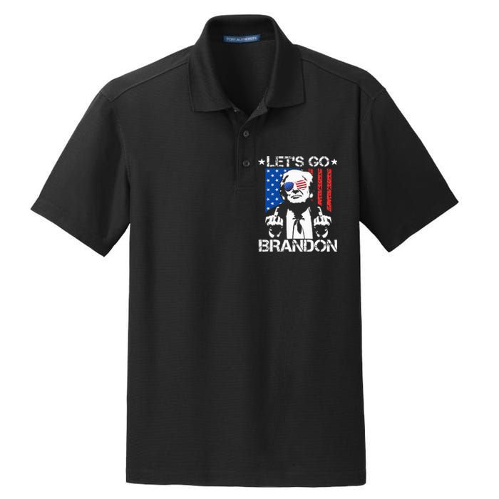 Let's Go Brandon Trump Middle Finger Flag Dry Zone Grid Polo