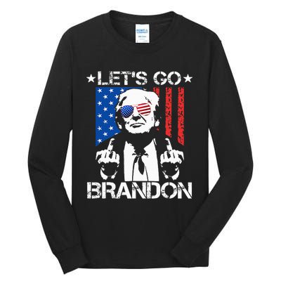 Let's Go Brandon Trump Middle Finger Flag Tall Long Sleeve T-Shirt