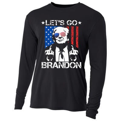 Let's Go Brandon Trump Middle Finger Flag Cooling Performance Long Sleeve Crew