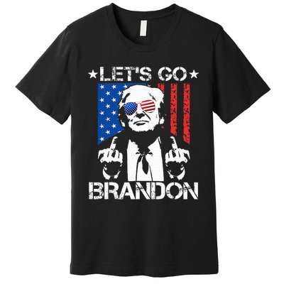 Let's Go Brandon Trump Middle Finger Flag Premium T-Shirt