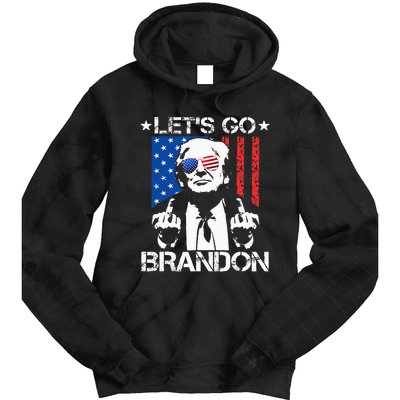 Let's Go Brandon Trump Middle Finger Flag Tie Dye Hoodie