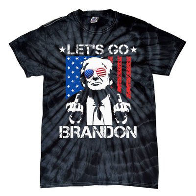 Let's Go Brandon Trump Middle Finger Flag Tie-Dye T-Shirt