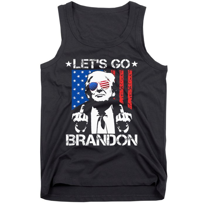 Let's Go Brandon Trump Middle Finger Flag Tank Top