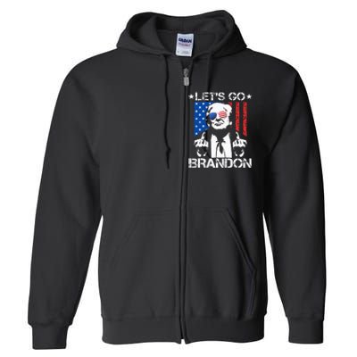 Let's Go Brandon Trump Middle Finger Flag Full Zip Hoodie