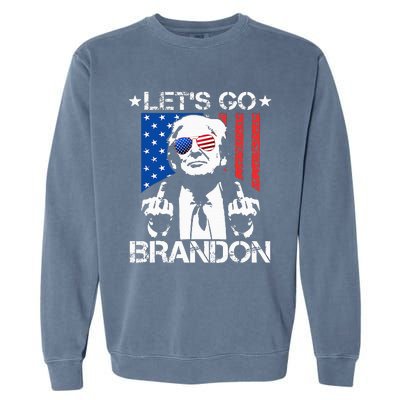 Let's Go Brandon Trump Middle Finger Flag Garment-Dyed Sweatshirt