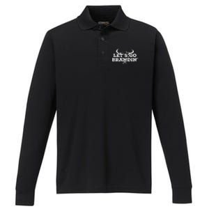 LetS Go Brandin Cattle Skull Rancher Performance Long Sleeve Polo