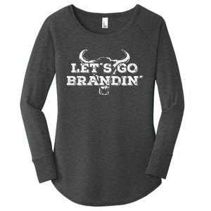 LetS Go Brandin Cattle Skull Rancher Women's Perfect Tri Tunic Long Sleeve Shirt