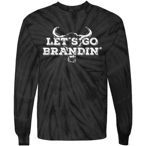 LetS Go Brandin Cattle Skull Rancher Tie-Dye Long Sleeve Shirt