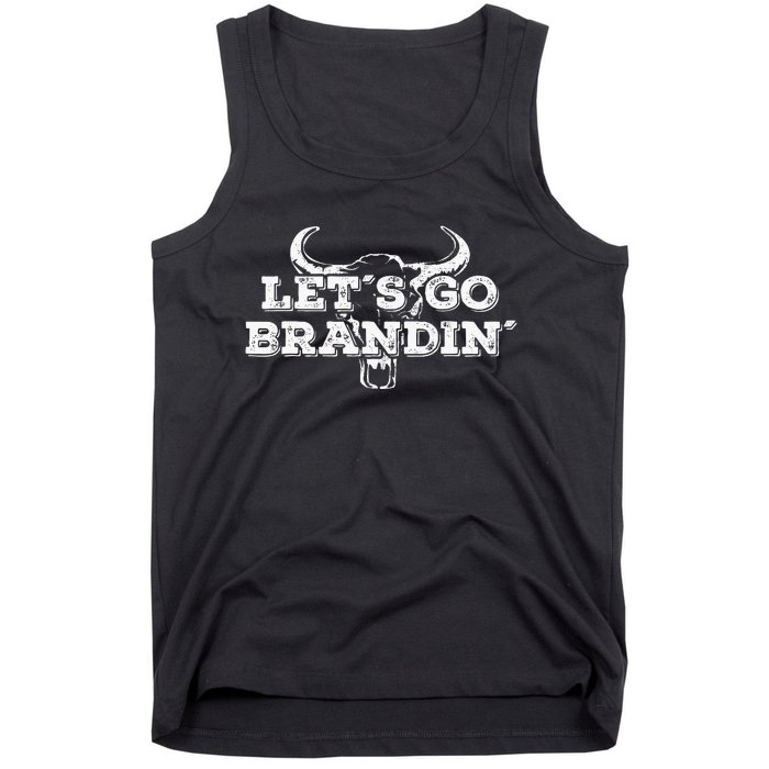 LetS Go Brandin Cattle Skull Rancher Tank Top