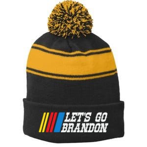 Let's Go Brandon Lets Go Brandon Lets Go Brandon Let's Go Brandon Stripe Pom Pom Beanie