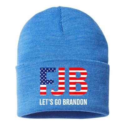 Let’s Go Brandon Conservative US Flag Gift Sustainable Knit Beanie