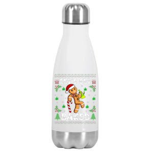 Let's Get Baked Gingerbread Man Weed Funny Christmas Cookie  Stainless Steel Insulated Water Bottle