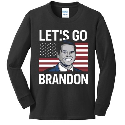 Let’S Go Brandon Conservative Us Flag Gift Kids Long Sleeve Shirt